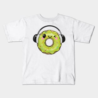 Cool light green donut with headphones Kids T-Shirt